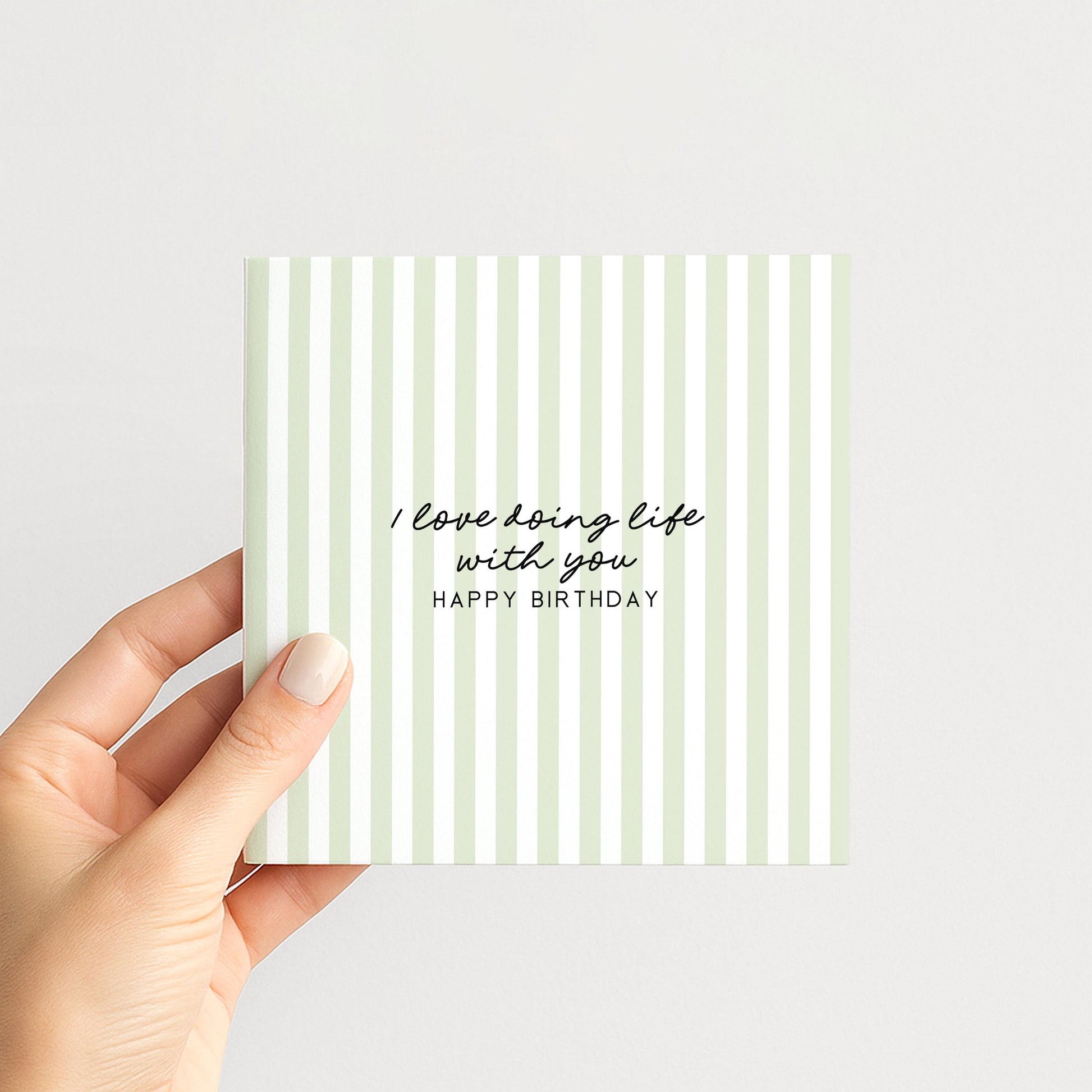Birthday Card for Him, I Love Doing Life With You Card, Husband Birthday Card, Boyfriend Birthday Card, Modern Green Striped Card