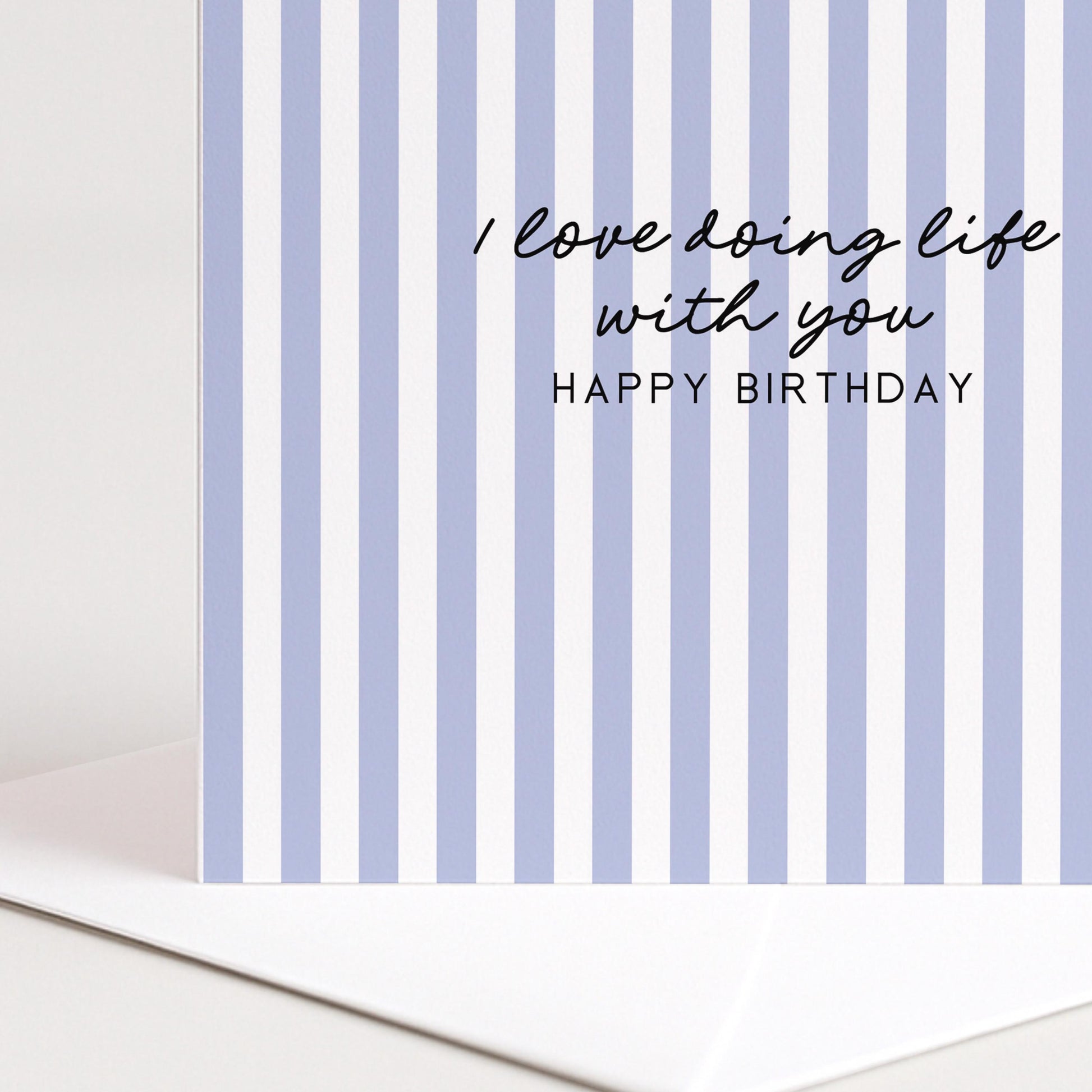 Birthday Card for Him, I Love Doing Life With You Card, Husband Birthday Card, Boyfriend Birthday Card, Modern Purple Striped Card
