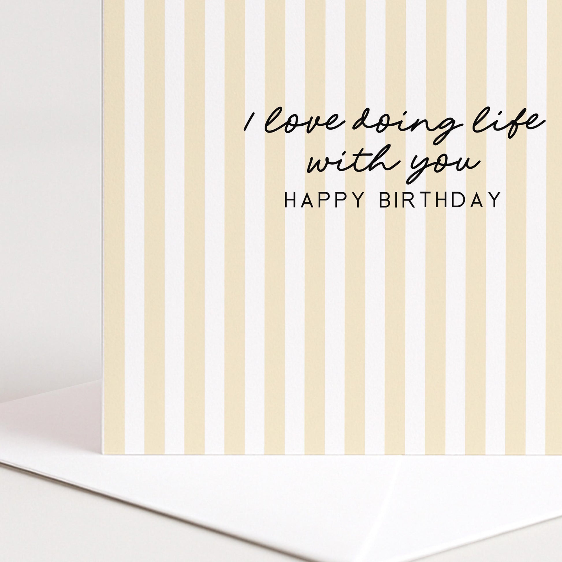 Birthday Card for Him, I Love Doing Life With You Card, Husband Birthday Card, Boyfriend Birthday Card, Modern Yellow Striped Card
