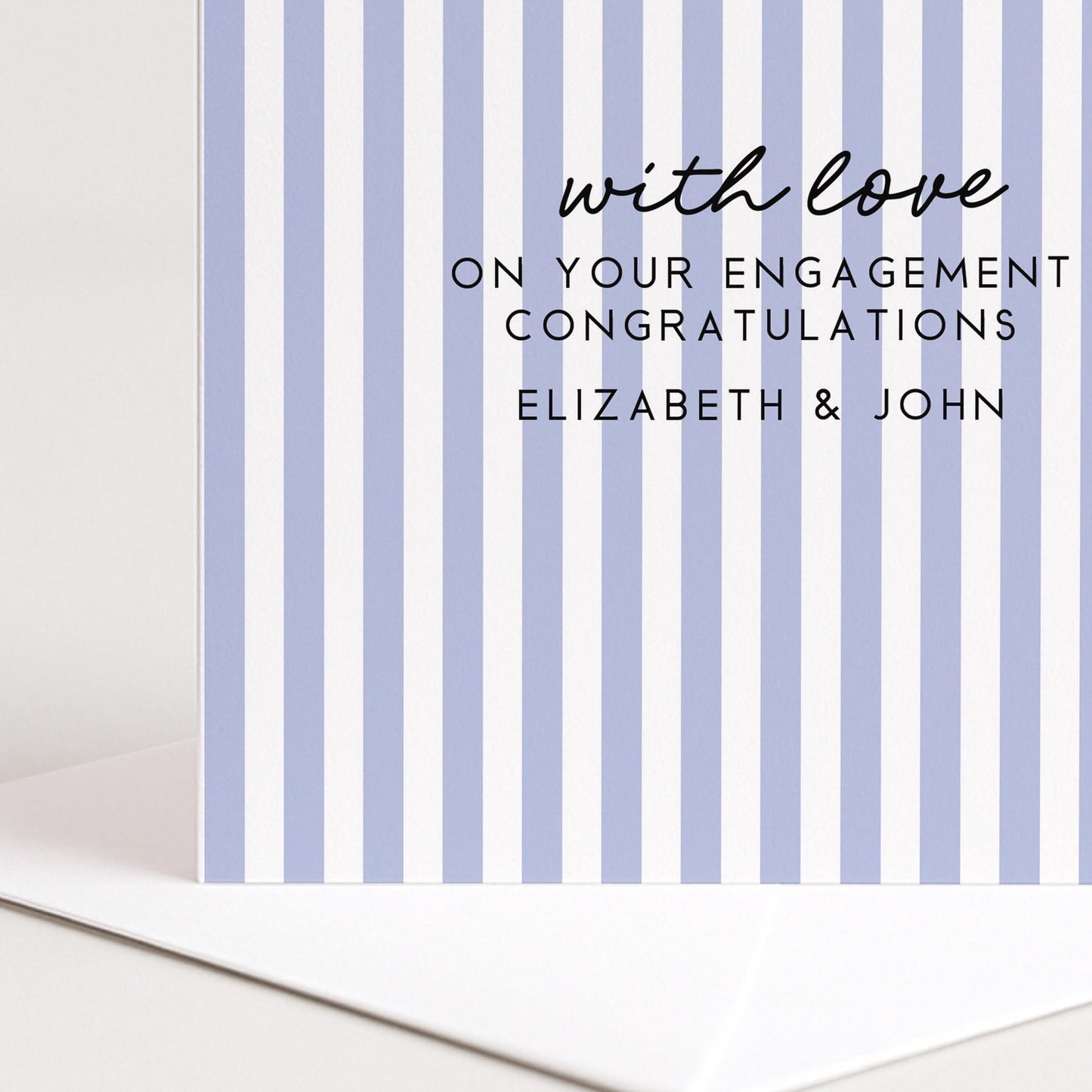 Engagement Congratulations Card, Personalised Engagement Card, Modern Purple Striped Card, Minimalist Newly Engaged Card, Custom Names