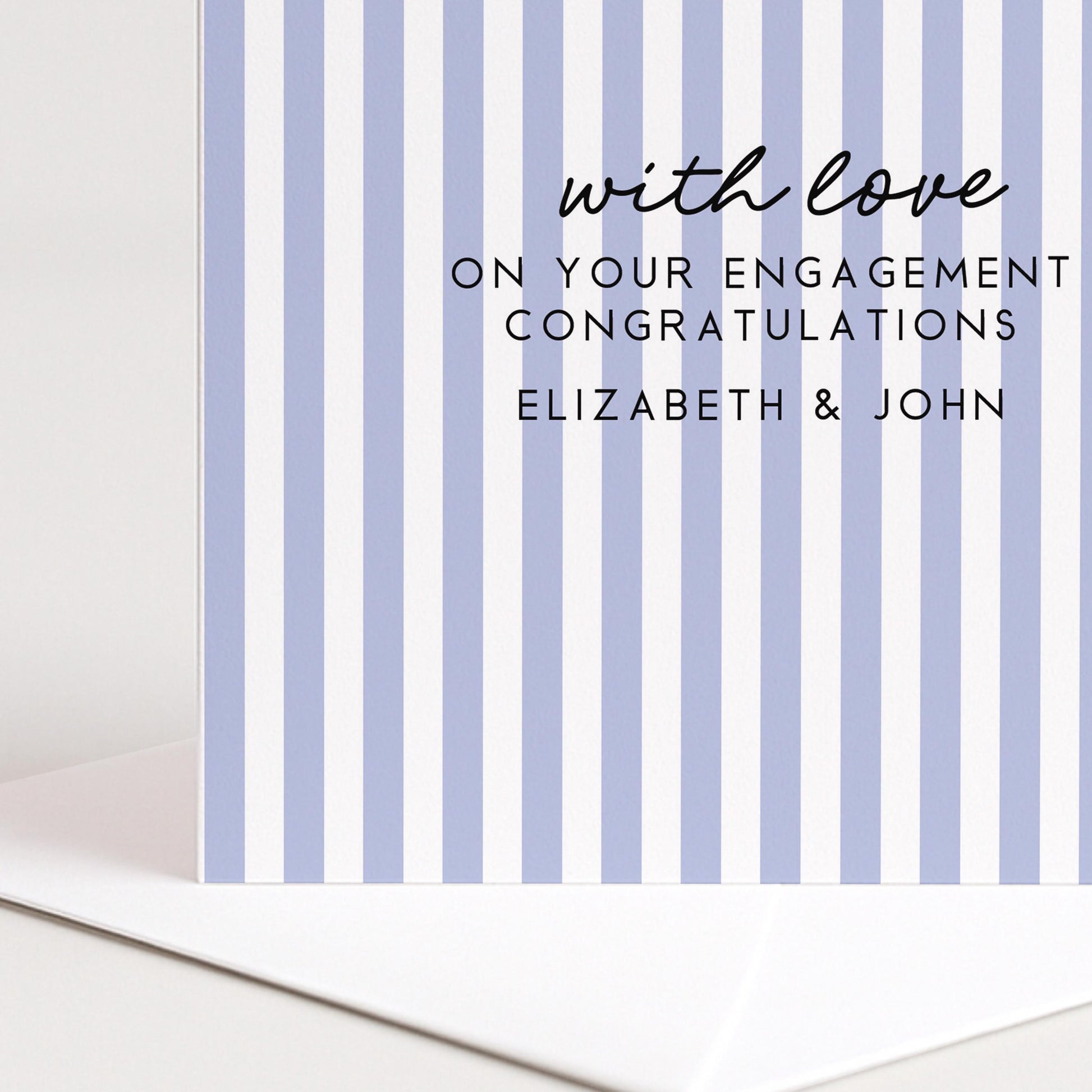 Engagement Congratulations Card, Personalised Engagement Card, Modern Purple Striped Card, Minimalist Newly Engaged Card, Custom Names