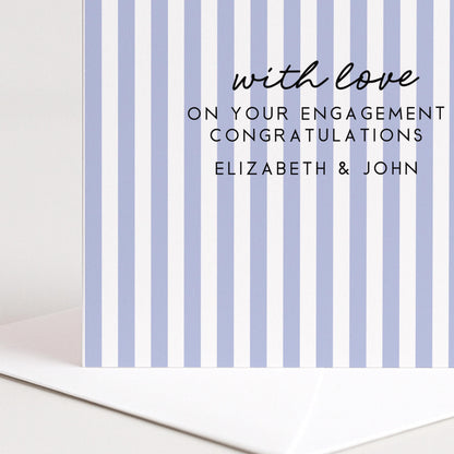 Engagement Congratulations Card, Personalised Engagement Card, Modern Purple Striped Card, Minimalist Newly Engaged Card, Custom Names