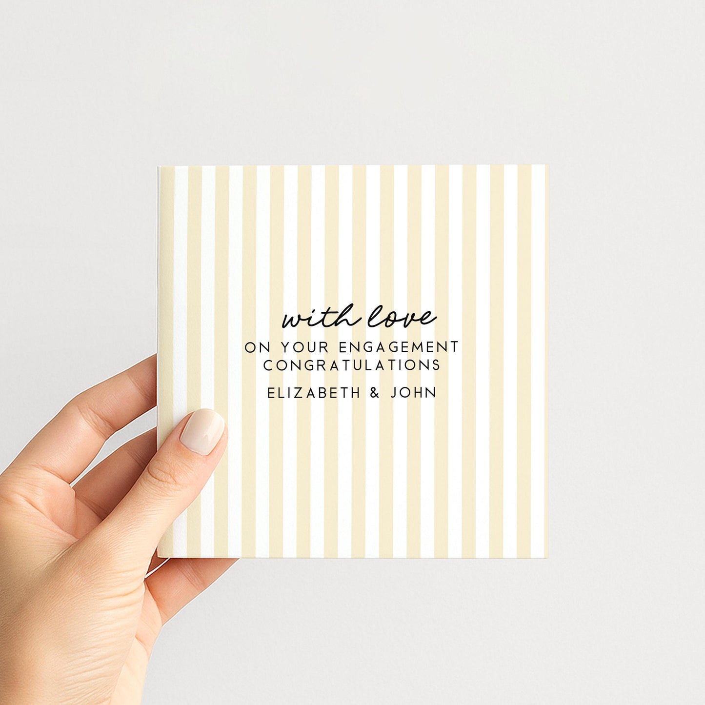 Engagement Congratulations Card, Personalised Engagement Card, Modern Yellow Striped Card, Minimalist Newly Engaged Card, Custom Names