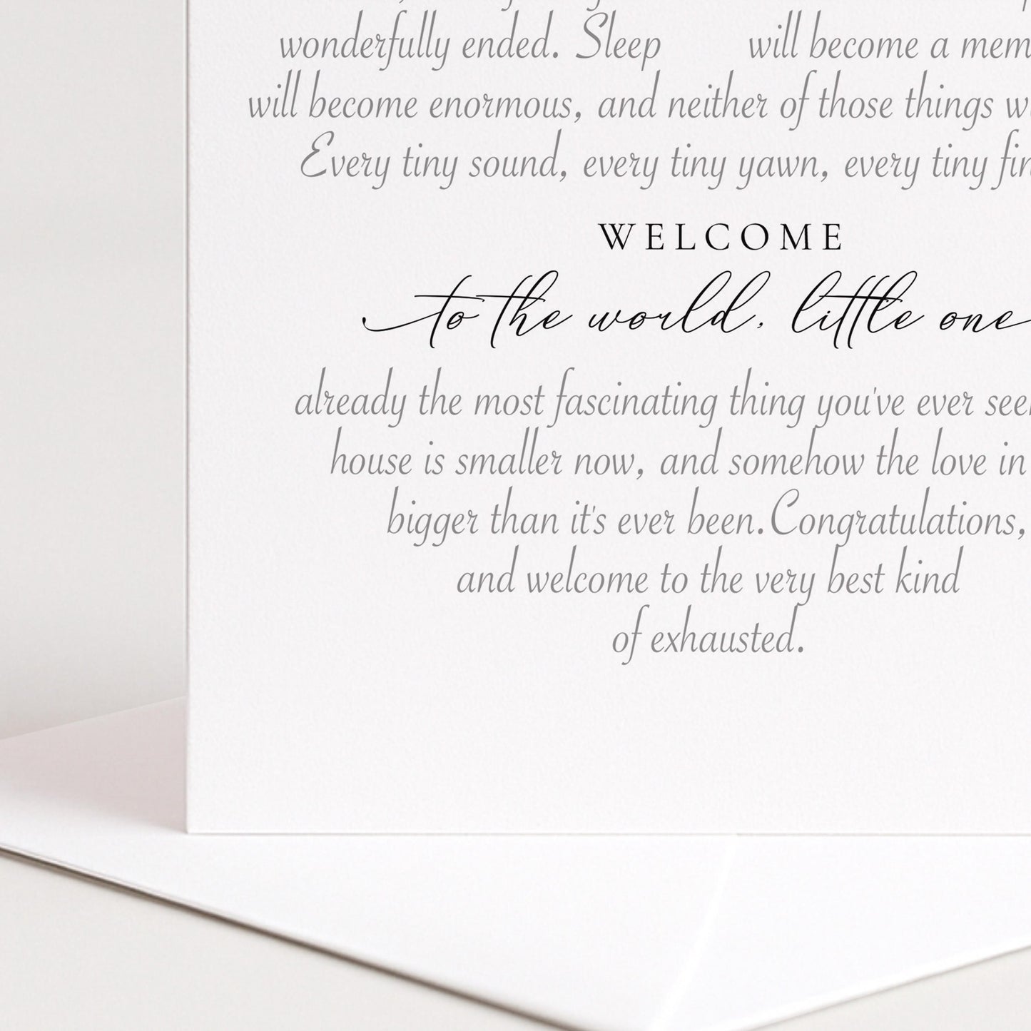 New Baby Card, Heart Shaped Poem Verse Sentimental Congratulations Card Elegant Script 300gsm Card UK Made