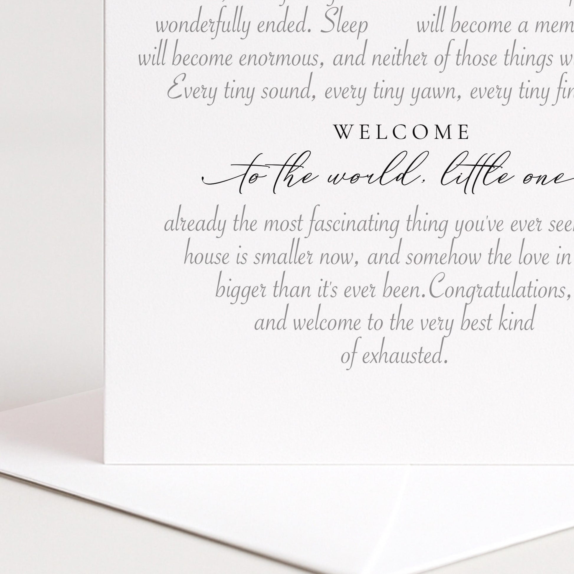 New Baby Card, Heart Shaped Poem Verse Sentimental Congratulations Card Elegant Script 300gsm Card UK Made