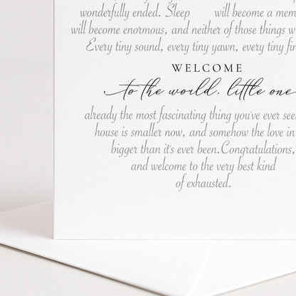 New Baby Card, Heart Shaped Poem Verse Sentimental Congratulations Card Elegant Script 300gsm Card UK Made