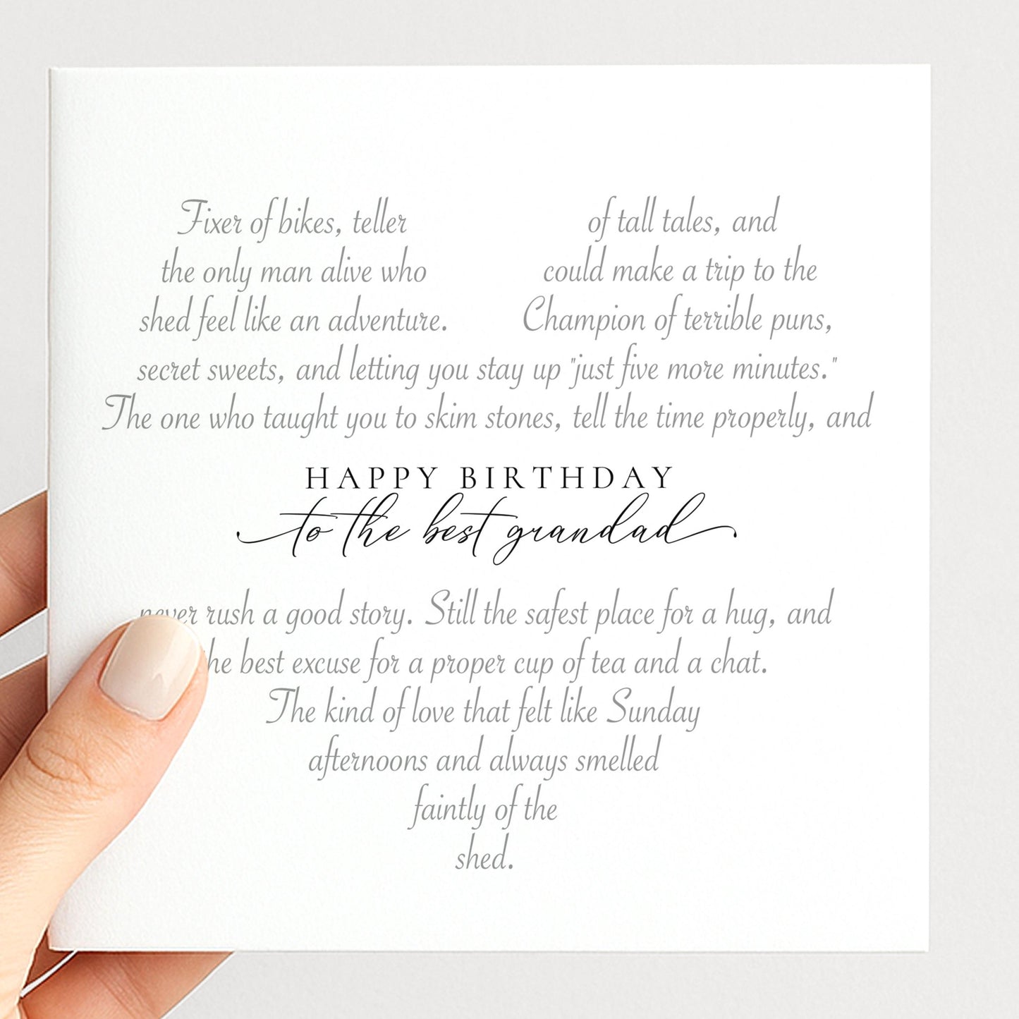 Personalised Grandad Birthday Card Heart Shaped Poem Verse Sentimental Card for Grandad Elegant Script 300gsm UK Made
