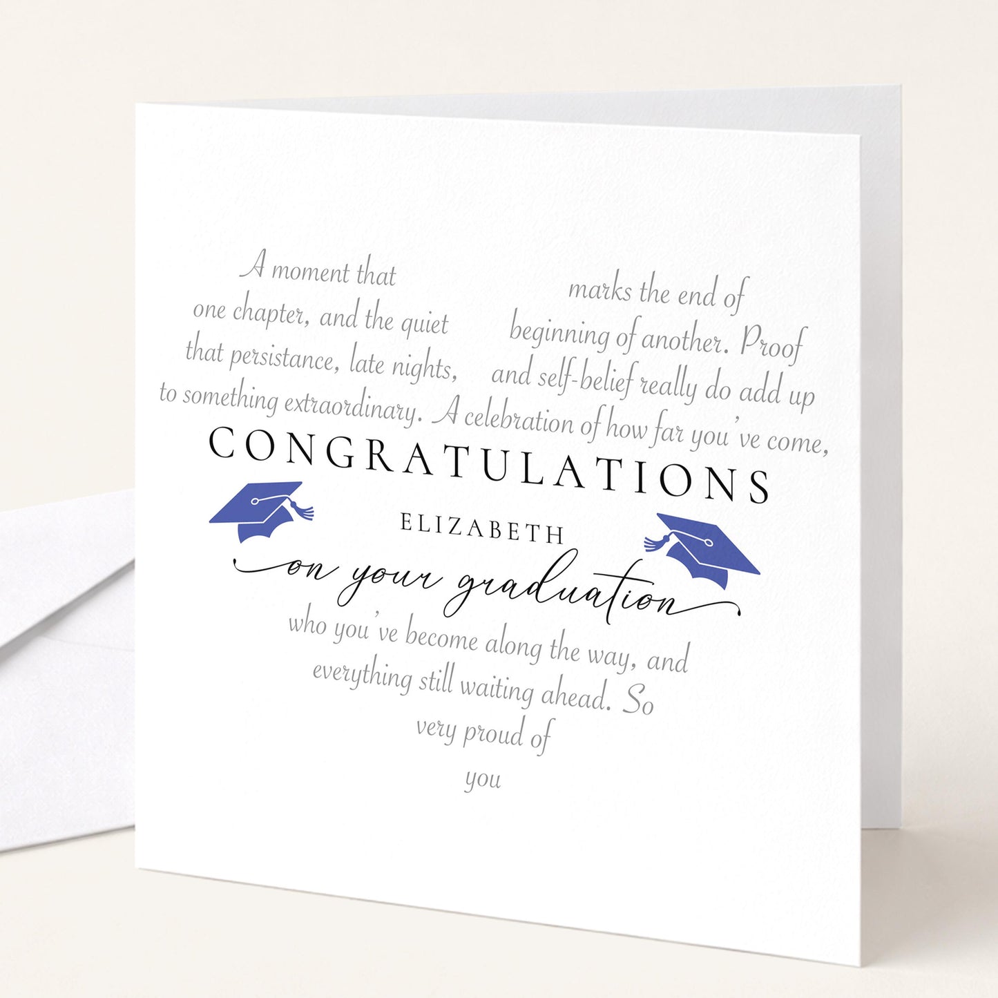 Personalised Graduation Card, Congratulations on Your Graduation Heart Word Art Card, University Graduation Card, Grad Congratulations Card