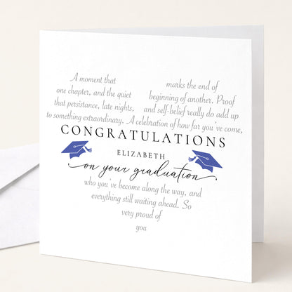 Personalised Graduation Card, Congratulations on Your Graduation Heart Word Art Card, University Graduation Card, Grad Congratulations Card