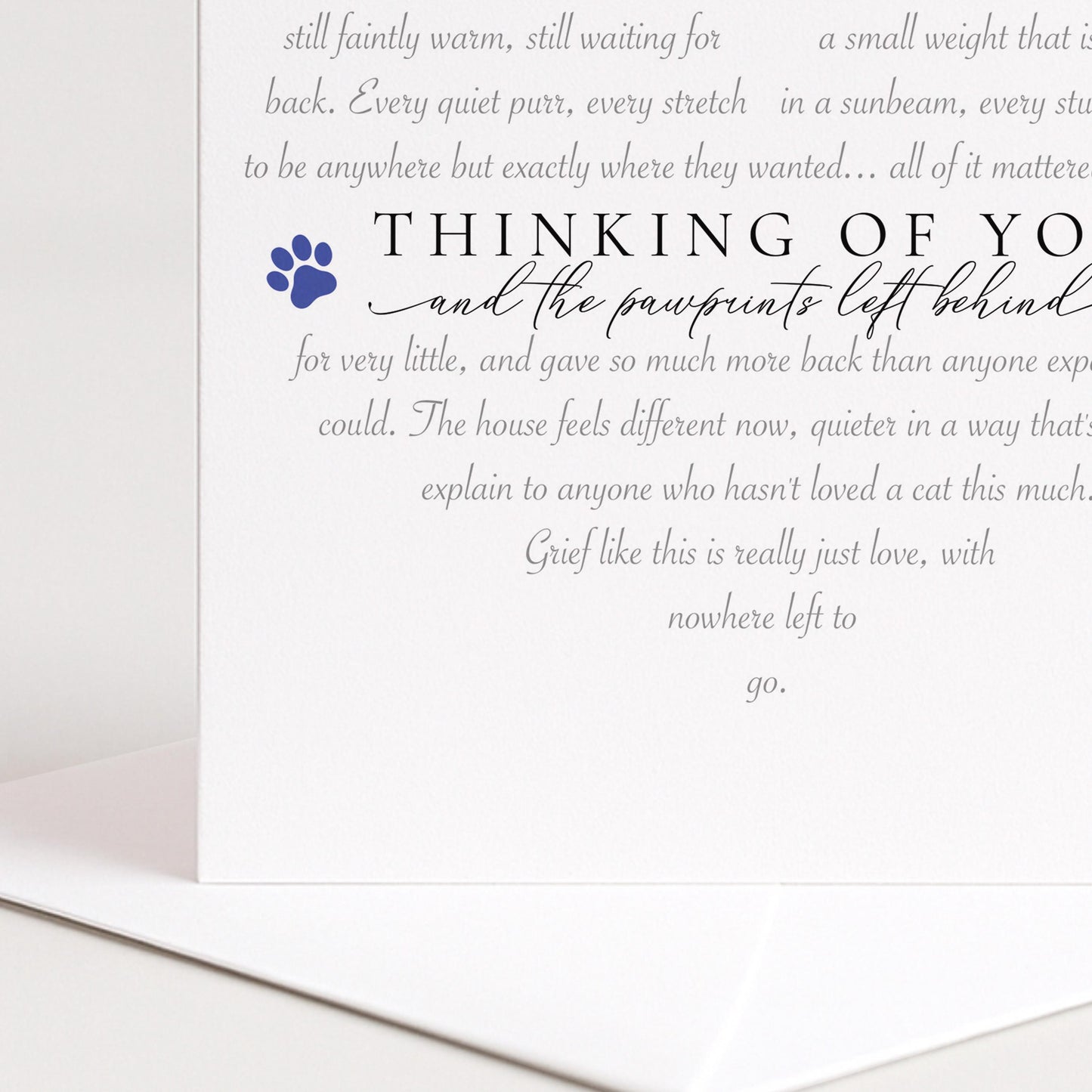 Cat Bereavement Card, Thinking of You and the Pawprints Left Behind Card, Loss of Cat Sympathy Card, Pet Loss Card Cat, Cat Memorial Card