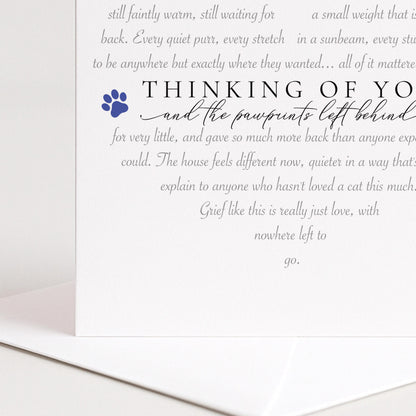 Cat Bereavement Card, Thinking of You and the Pawprints Left Behind Card, Loss of Cat Sympathy Card, Pet Loss Card Cat, Cat Memorial Card