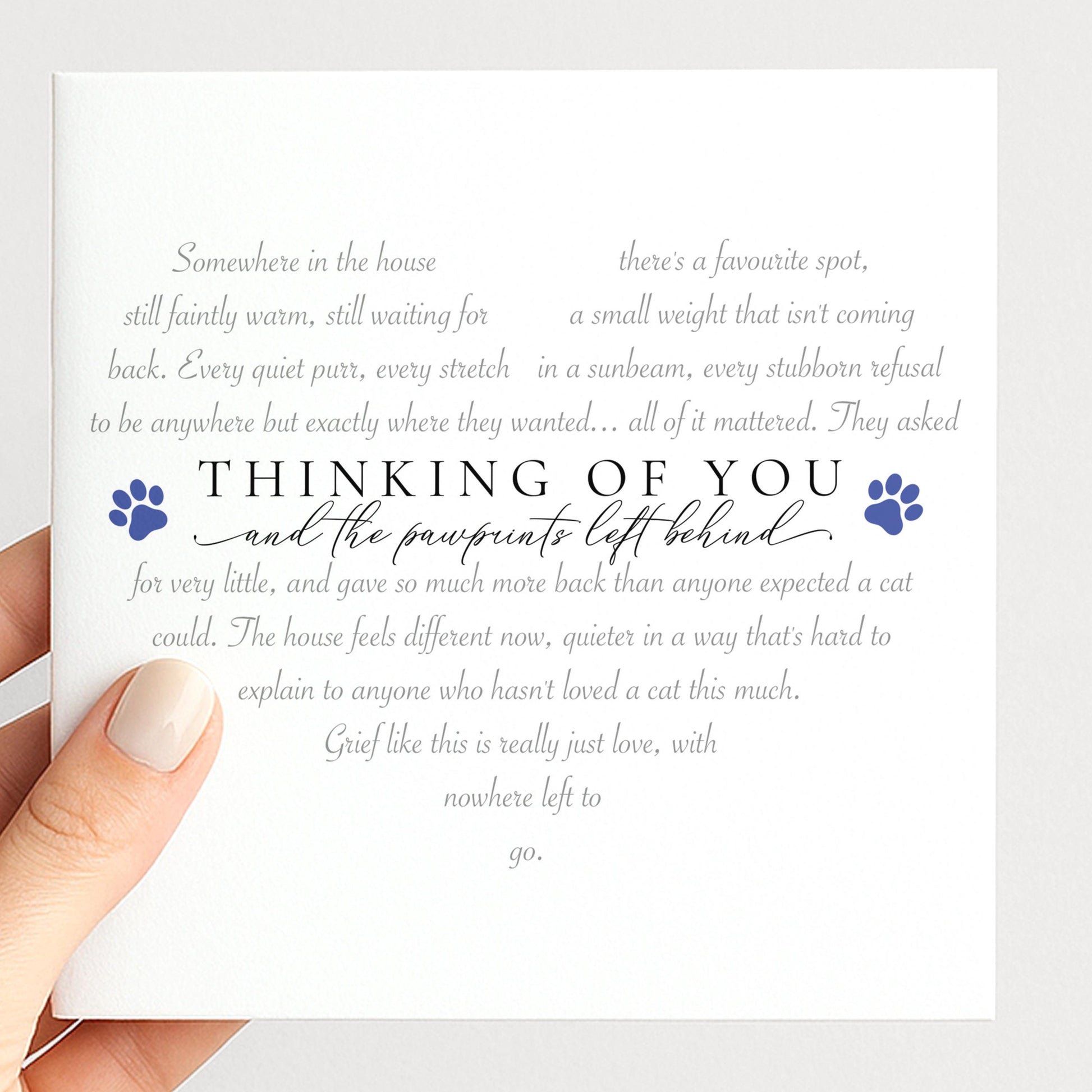 Cat Bereavement Card, Thinking of You and the Pawprints Left Behind Card, Loss of Cat Sympathy Card, Pet Loss Card Cat, Cat Memorial Card