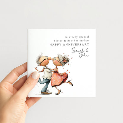 Anniversary Card for Sister & Brother-in-Law — Moon & Stars Couple Design