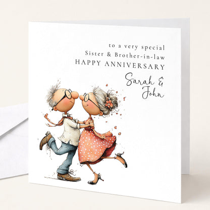 Anniversary Card for Sister & Brother-in-Law — Moon & Stars Couple Design