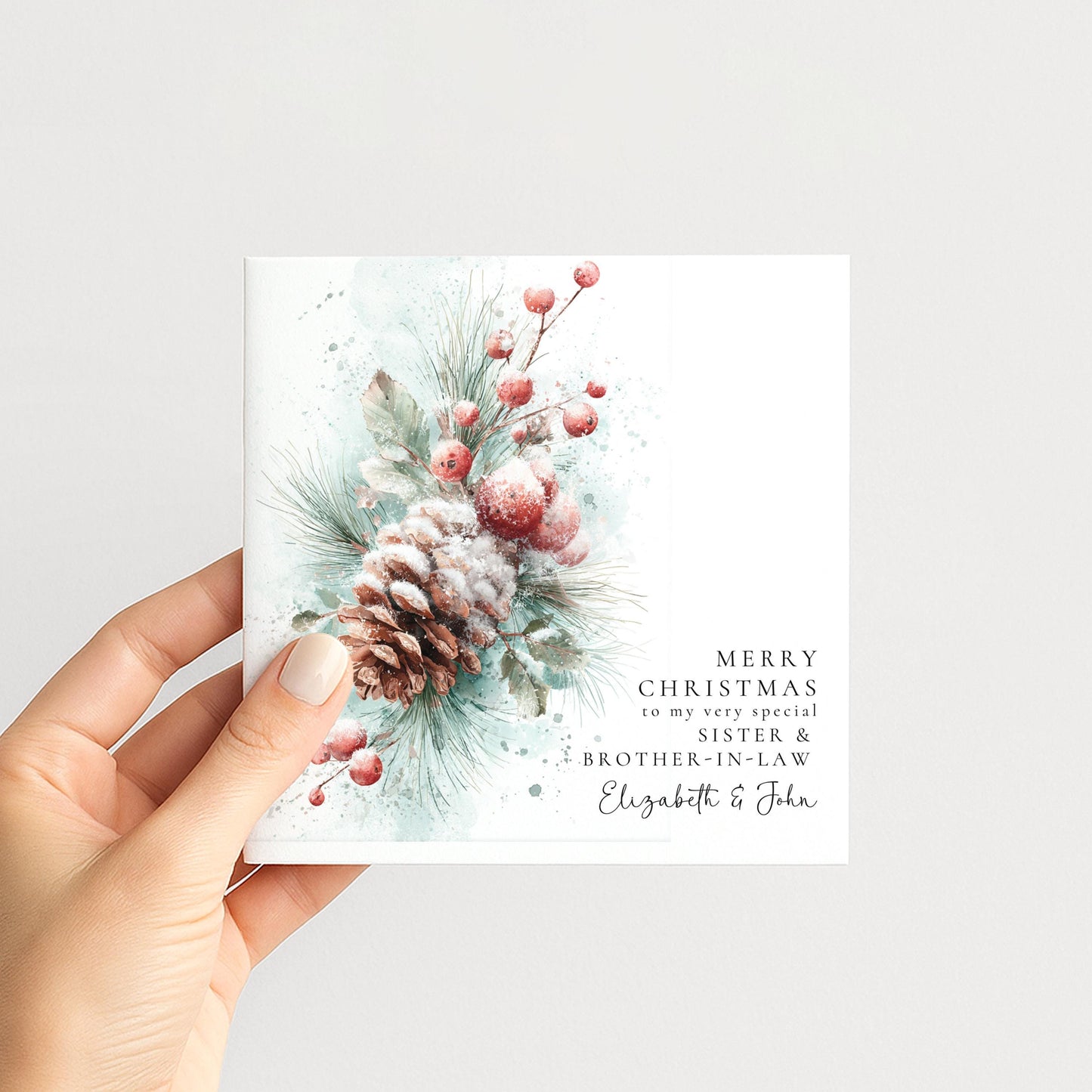 Christmas Card for Sister & Brother-in-Law — Pinecone & Berry Design