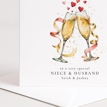 Anniversary Card for Niece & Husband — Moon & Stars Couple Design