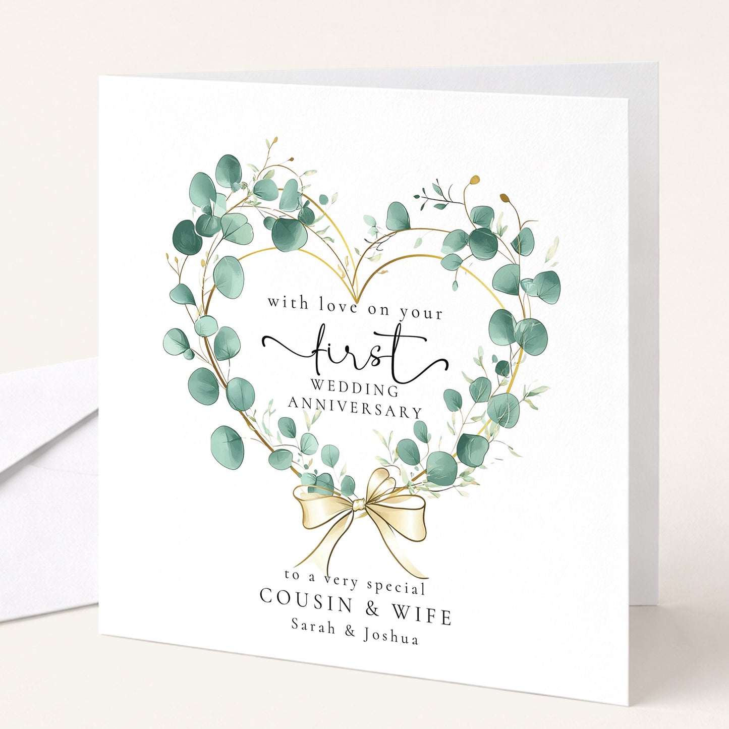 1st Anniversary Card for Cousin & Wife — Floral Design