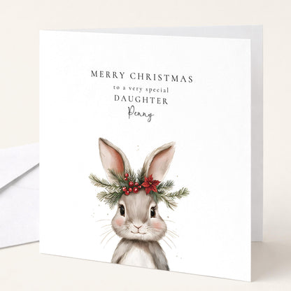 A festive personalised Christmas card for your daughter, printed on 300gsm card
