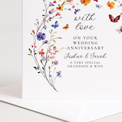 Anniversary Card for Grandson & Wife — Elegant Script Design