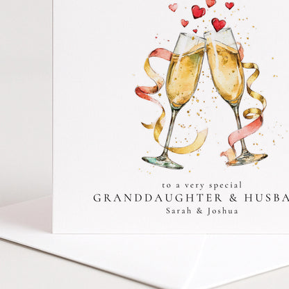 An elegant personalised anniversary card, personalised with names, printed on 300gsm card