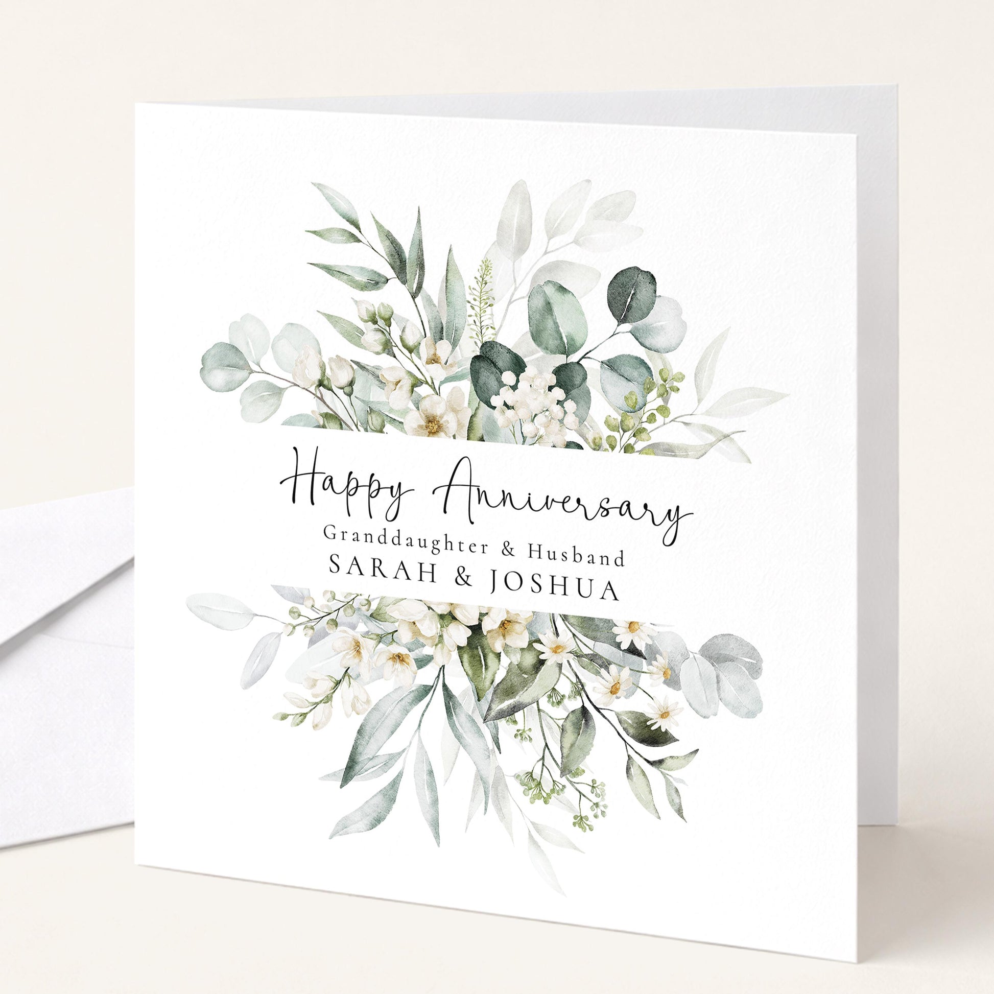 Anniversary Card for Granddaughter & Husband — Watercolour Couple Design