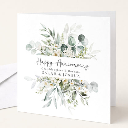 Anniversary Card for Granddaughter & Husband — Watercolour Couple Design