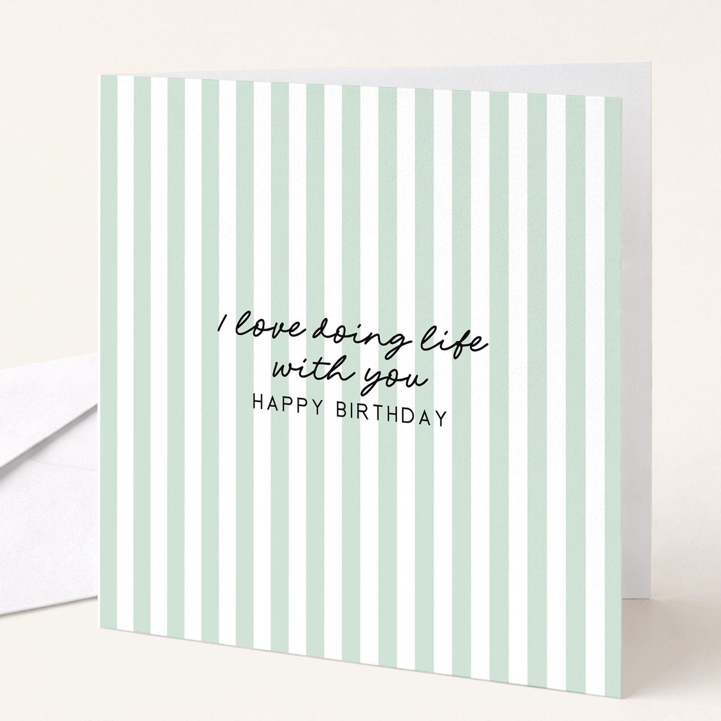 Birthday Card for Him, I Love Doing Life With You Card, Husband Birthday Card, Boyfriend Birthday Card, Modern Aqua Striped Card
