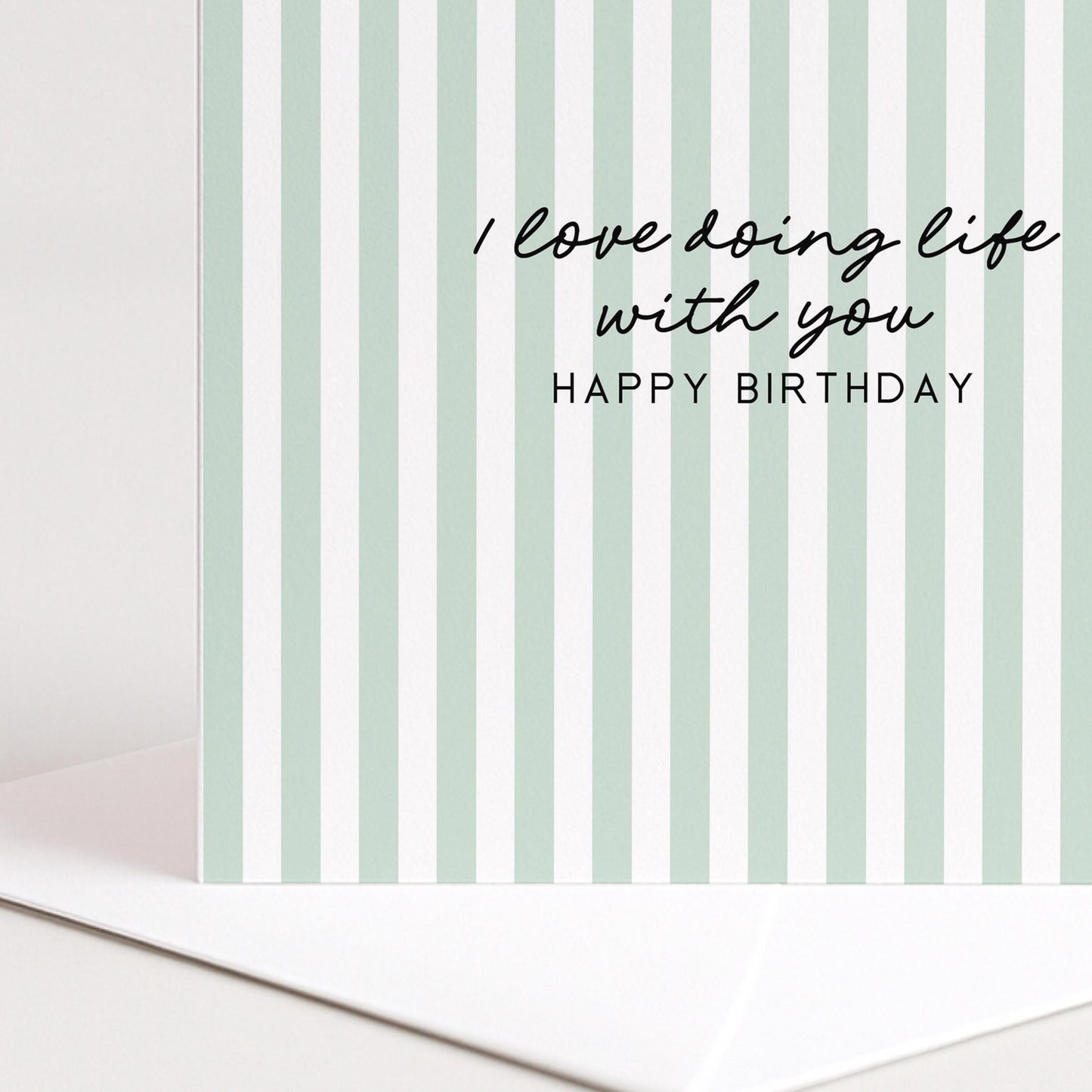 Birthday Card for Him, I Love Doing Life With You Card, Husband Birthday Card, Boyfriend Birthday Card, Modern Aqua Striped Card