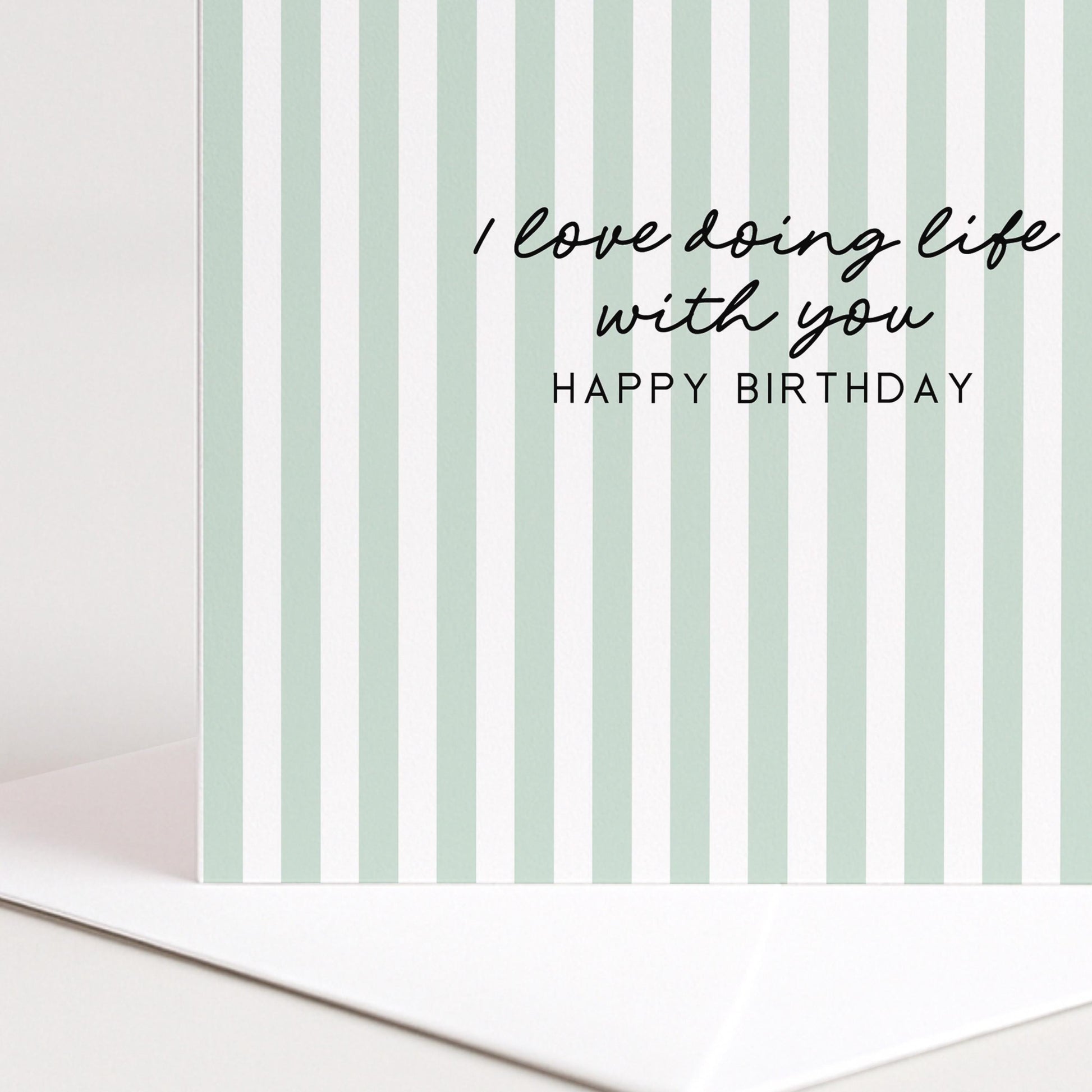 Birthday Card for Him, I Love Doing Life With You Card, Husband Birthday Card, Boyfriend Birthday Card, Modern Aqua Striped Card