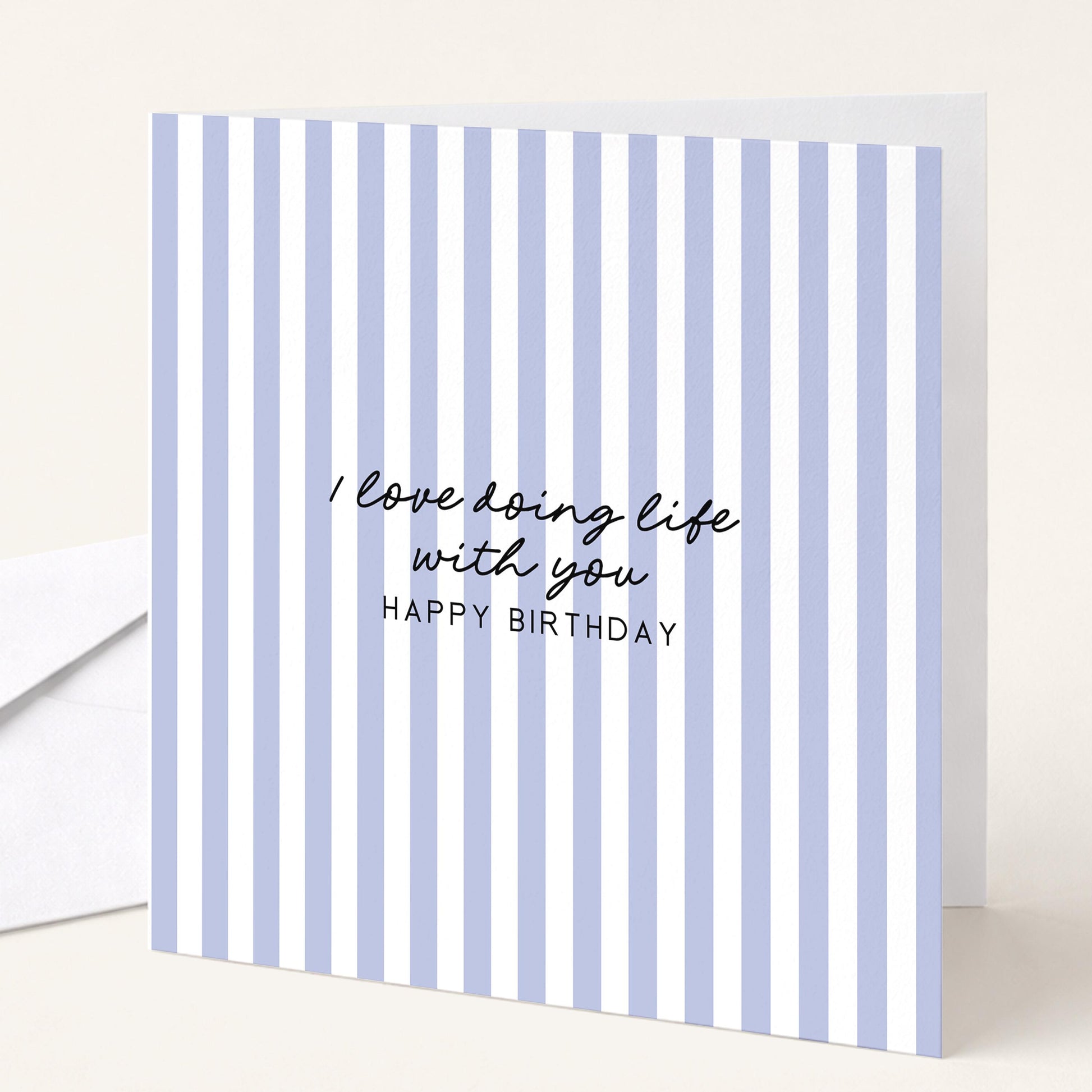 Birthday Card for Him, I Love Doing Life With You Card, Husband Birthday Card, Boyfriend Birthday Card, Modern Purple Striped Card