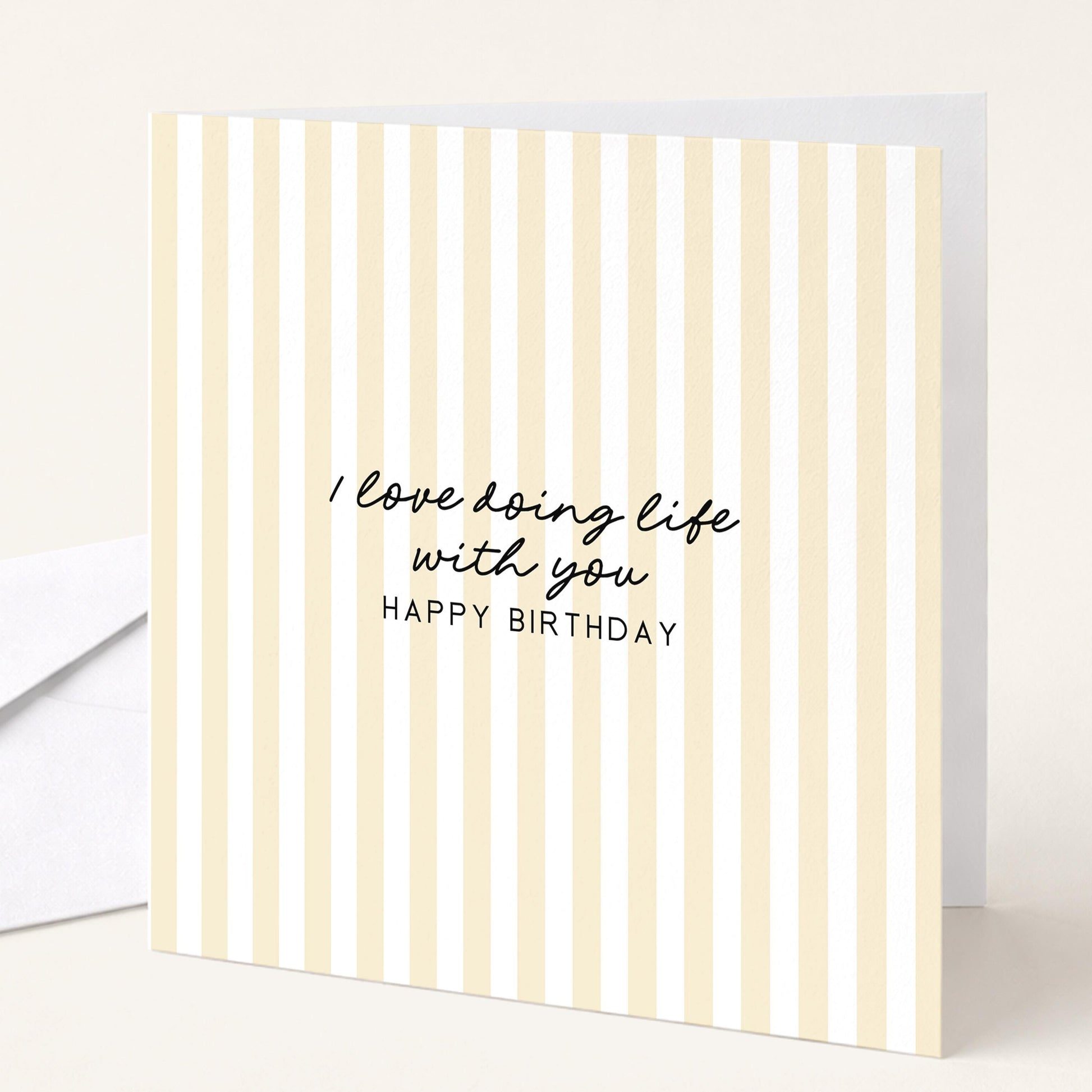 Birthday Card for Him, I Love Doing Life With You Card, Husband Birthday Card, Boyfriend Birthday Card, Modern Yellow Striped Card