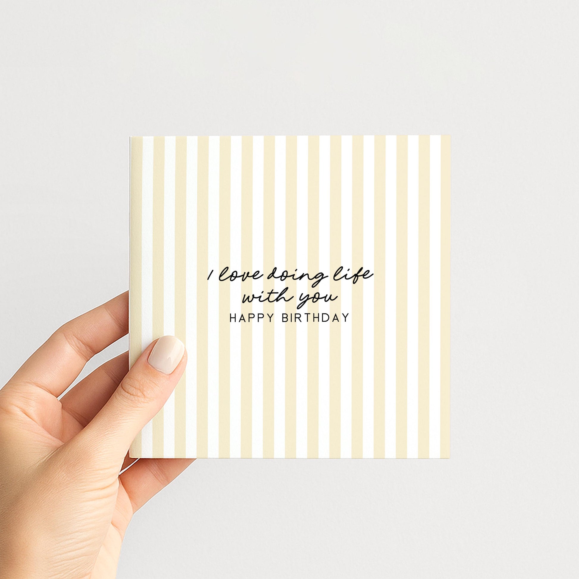 Birthday Card for Him, I Love Doing Life With You Card, Husband Birthday Card, Boyfriend Birthday Card, Modern Yellow Striped Card