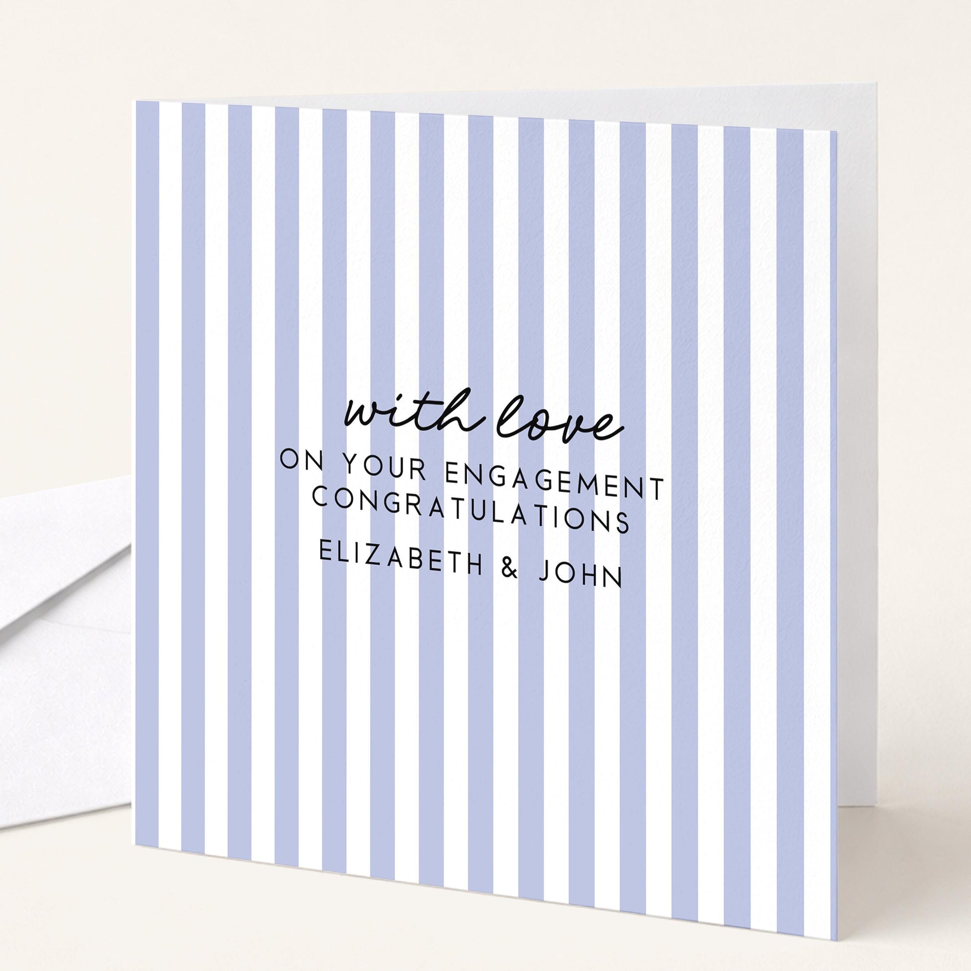 Engagement Congratulations Card, Personalised Engagement Card, Modern Purple Striped Card, Minimalist Newly Engaged Card, Custom Names
