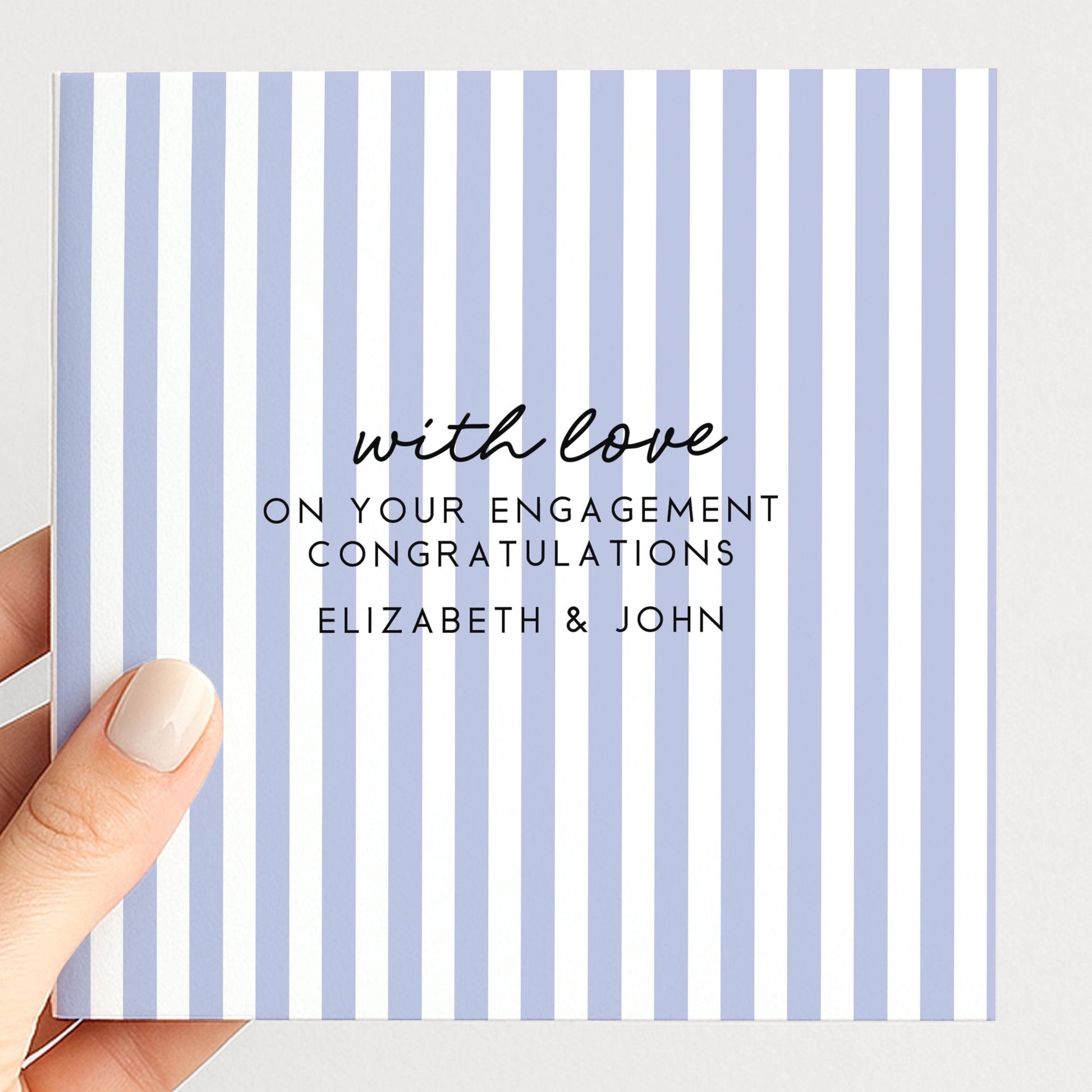 Engagement Congratulations Card, Personalised Engagement Card, Modern Purple Striped Card, Minimalist Newly Engaged Card, Custom Names