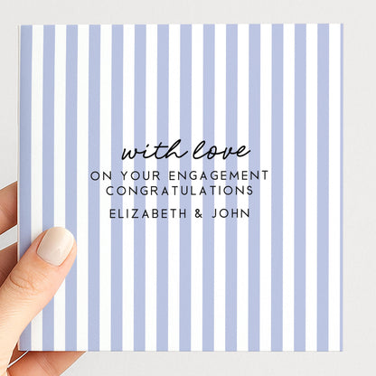 Engagement Congratulations Card, Personalised Engagement Card, Modern Purple Striped Card, Minimalist Newly Engaged Card, Custom Names