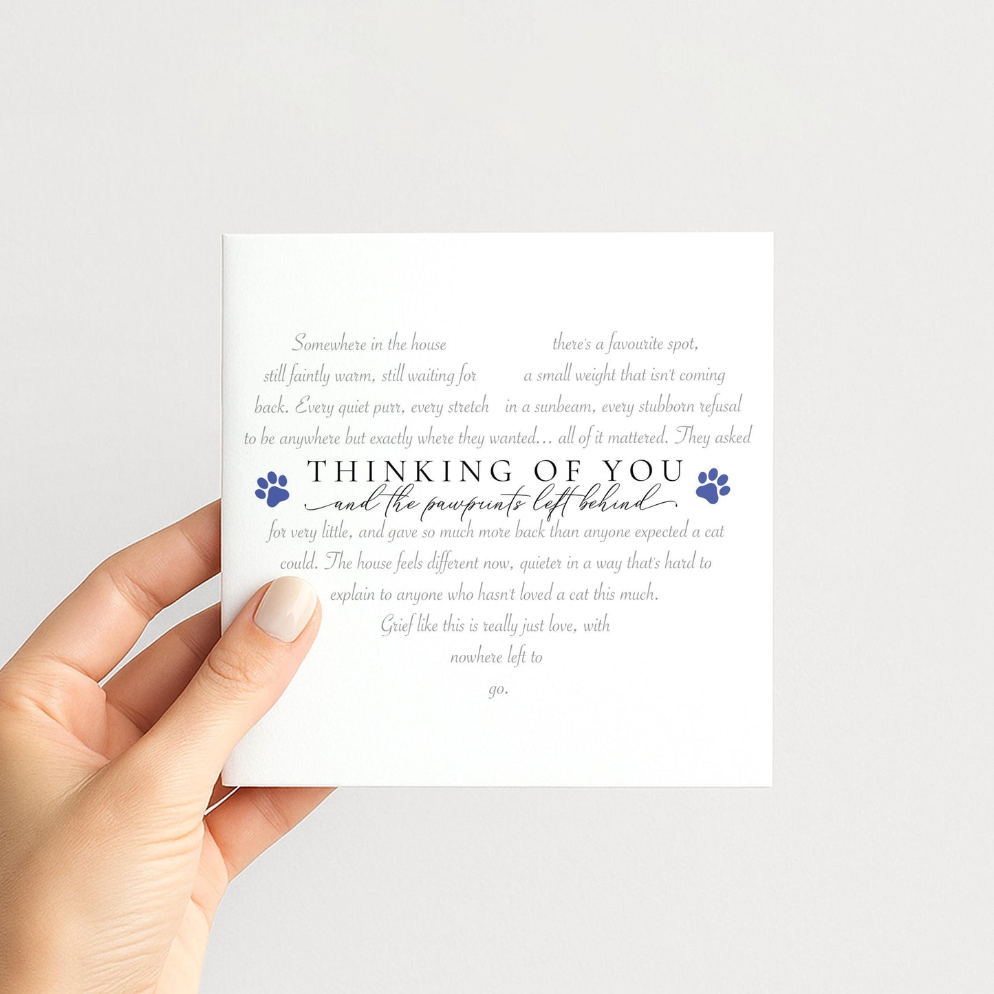 Cat Bereavement Card, Thinking of You and the Pawprints Left Behind Card, Loss of Cat Sympathy Card, Pet Loss Card Cat, Cat Memorial Card