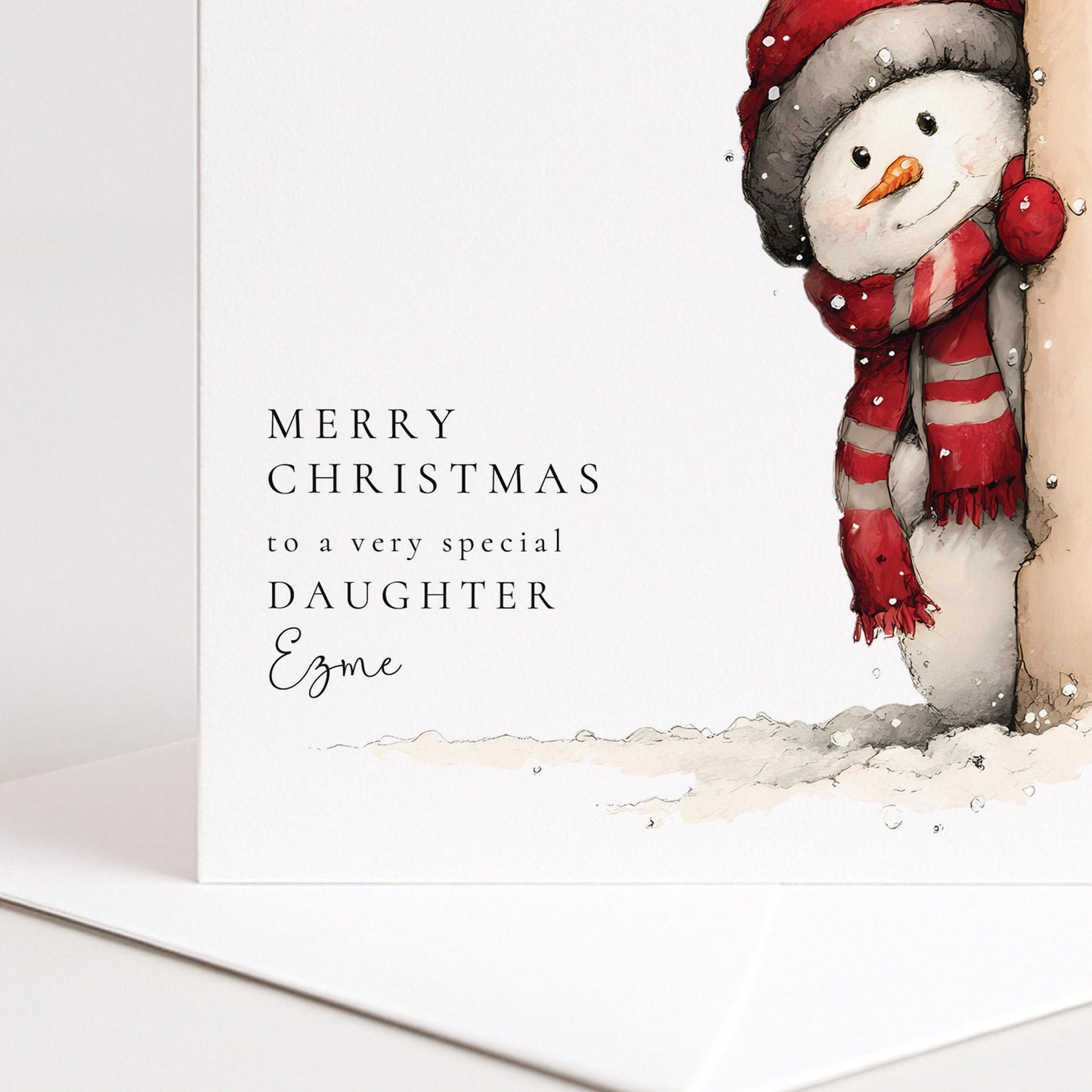 Daughter Christmas Card, Cute Snowman Card, Personalised Christmas Card for Daughter, First Christmas as Parents Gift