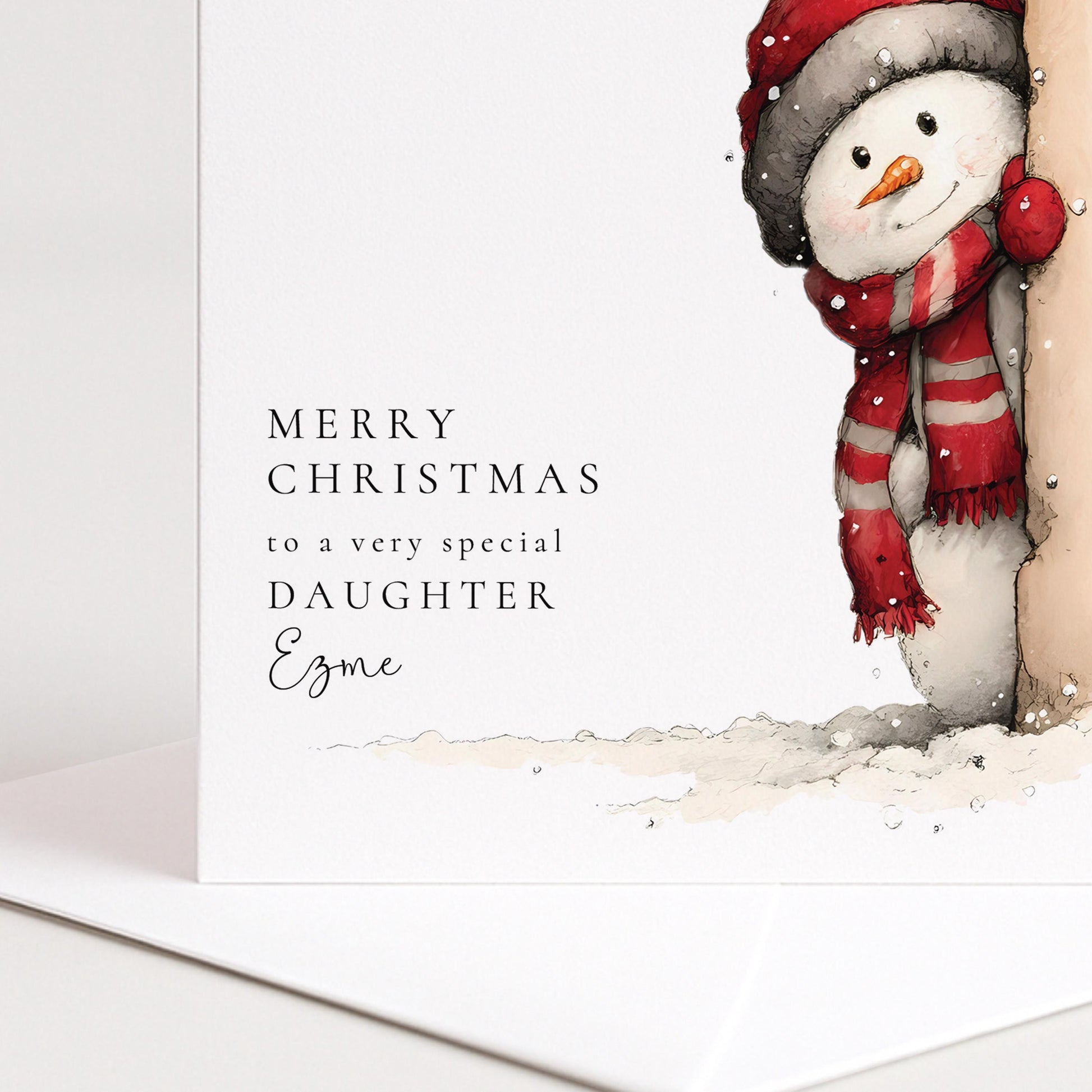 Daughter Christmas Card, Cute Snowman Card, Personalised Christmas Card for Daughter, First Christmas as Parents Gift