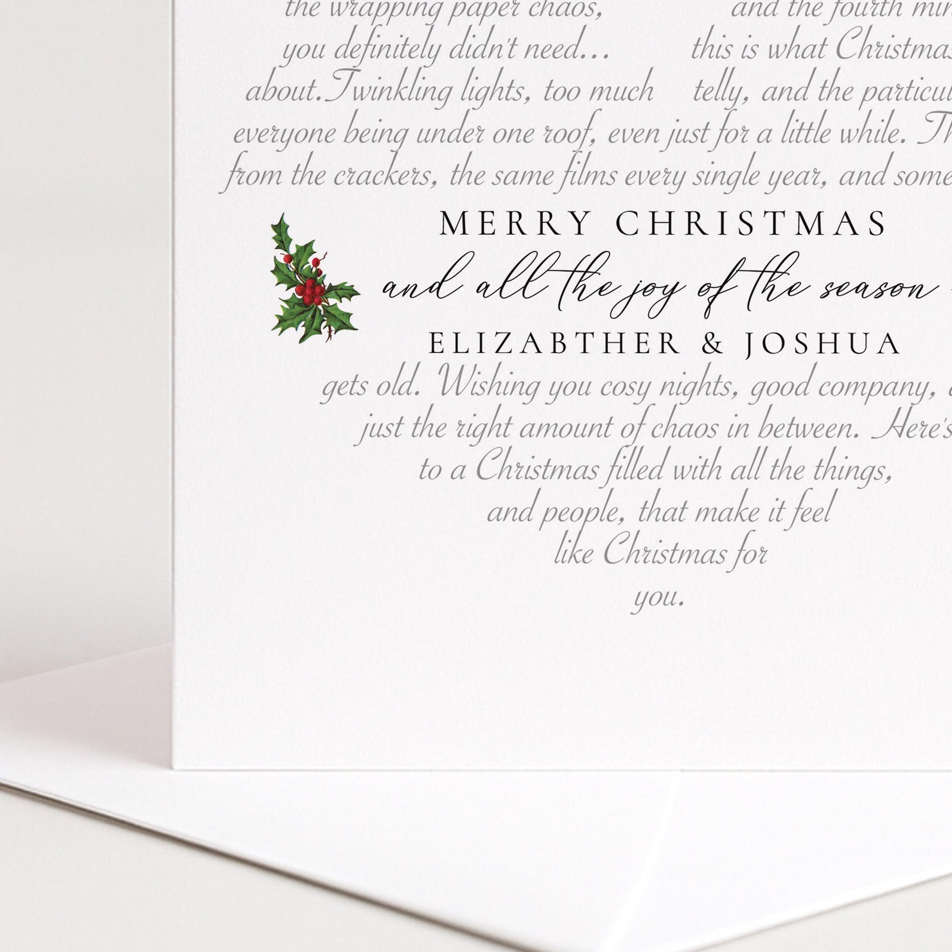 Personalised Christmas Card Couple, Merry Christmas Heart Word Art Couple Card, Funny Festive Card for Two, Xmas Card With Names