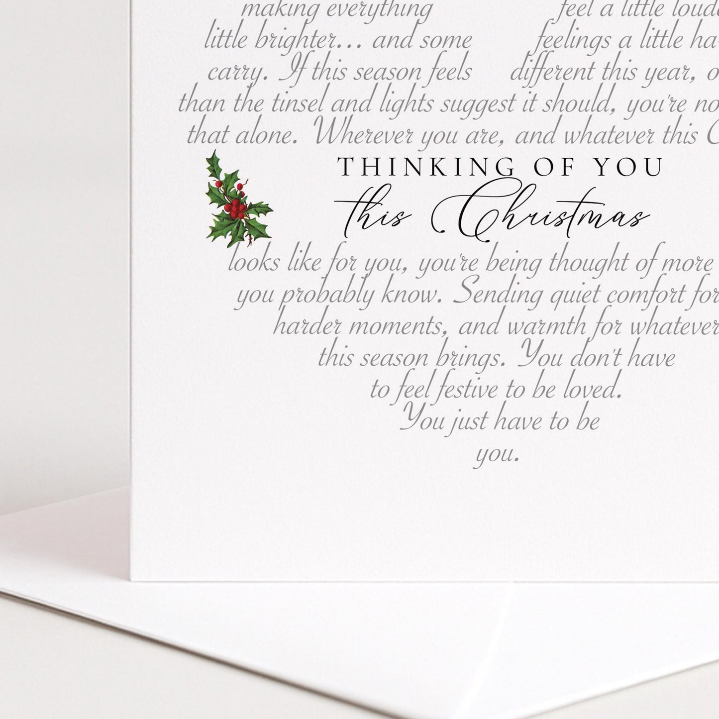 Thinking of You This Christmas Card, Christmas Sympathy Card, Hard Christmas Thinking of You Card, Bereavement Christmas Card, Holly Card