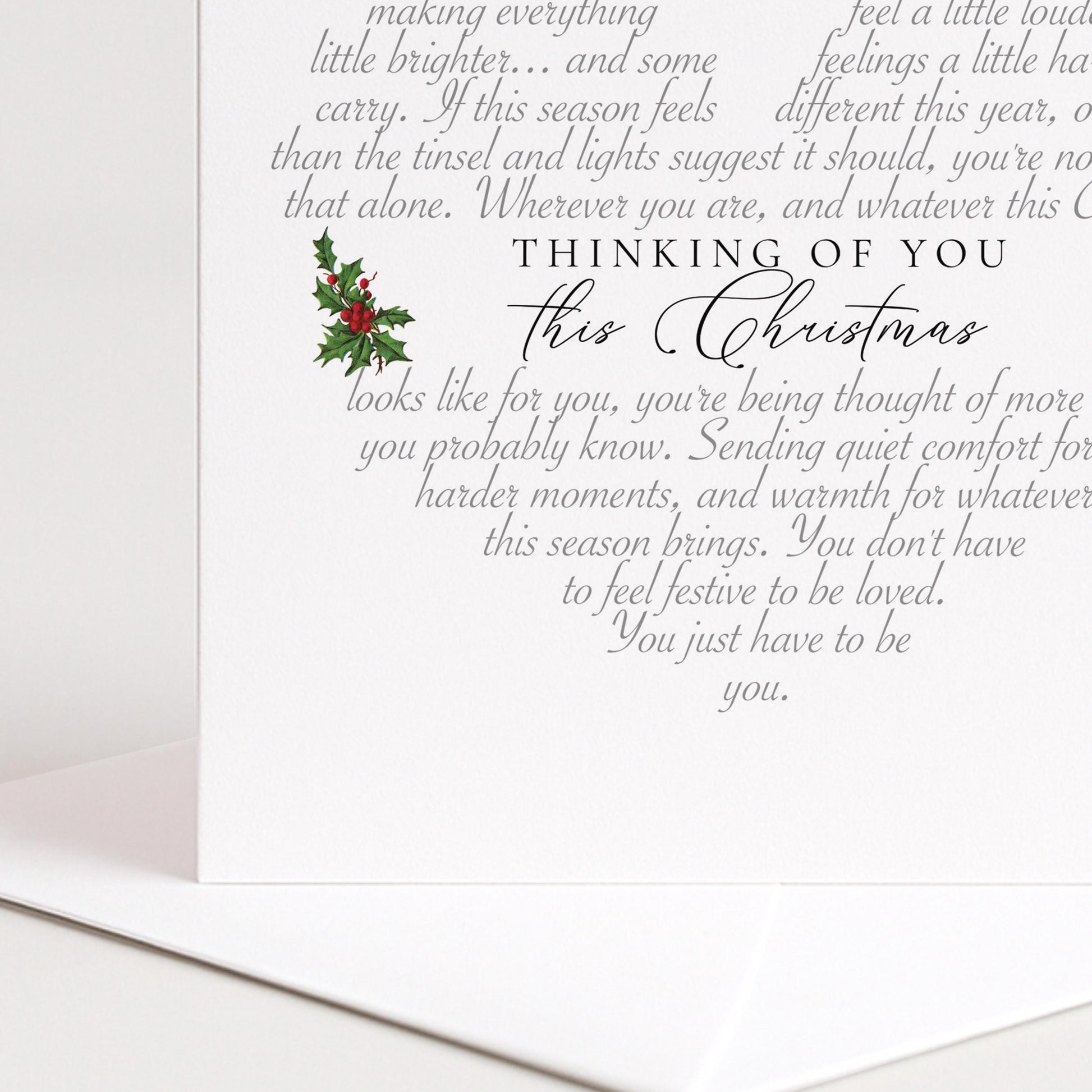Thinking of You This Christmas Card, Christmas Sympathy Card, Hard Christmas Thinking of You Card, Bereavement Christmas Card, Holly Card