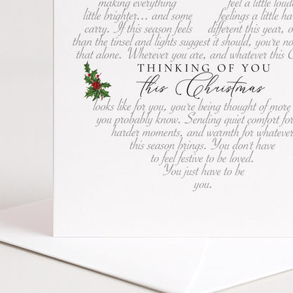 Thinking of You This Christmas Card, Christmas Sympathy Card, Hard Christmas Thinking of You Card, Bereavement Christmas Card, Holly Card
