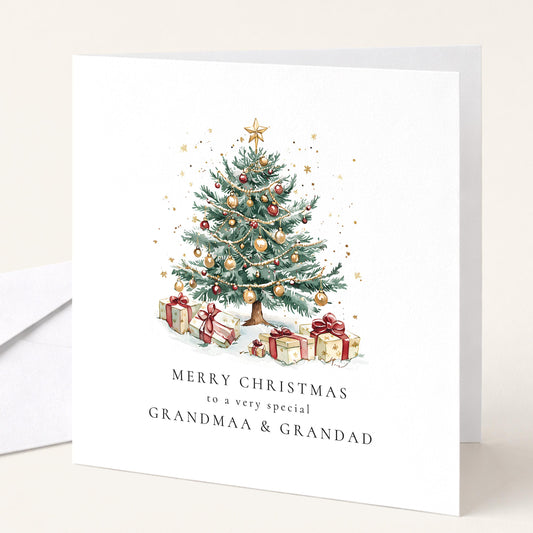 Grandma and Grandad Christmas Card Special Xmas Tree Card Christmas Card for Grandparents UK