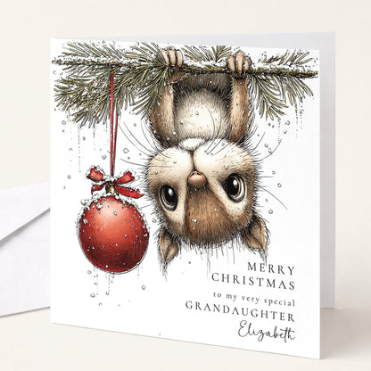 Granddaughter Christmas Card Personalised Cheeky Chipmunk Christmas Card Granddaughter, Christmas Card for Grand child, Xmas Card