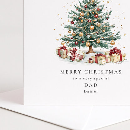 Personalised Dad Christmas Card Special Dad Xmas Tree Card Christmas Card with Name UK