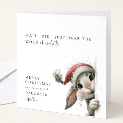 Personalised Daughter Christmas Card Funny Bunny Xmas Card with Name UK