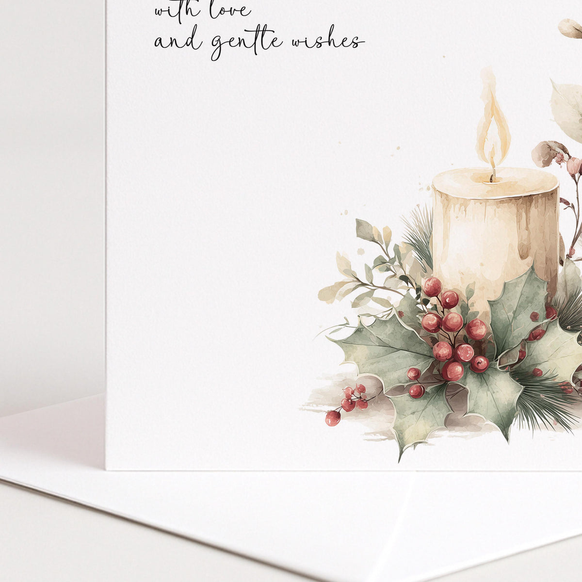 Thinking of You Christmas Card Sympathy Candle Gentle Wishes