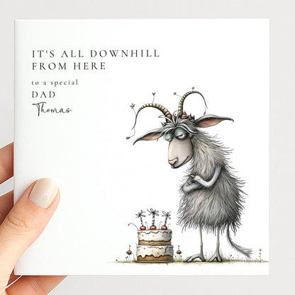 Personalised Dad Birthday Card Funny Goat Card with Name Brother, Uncle UK