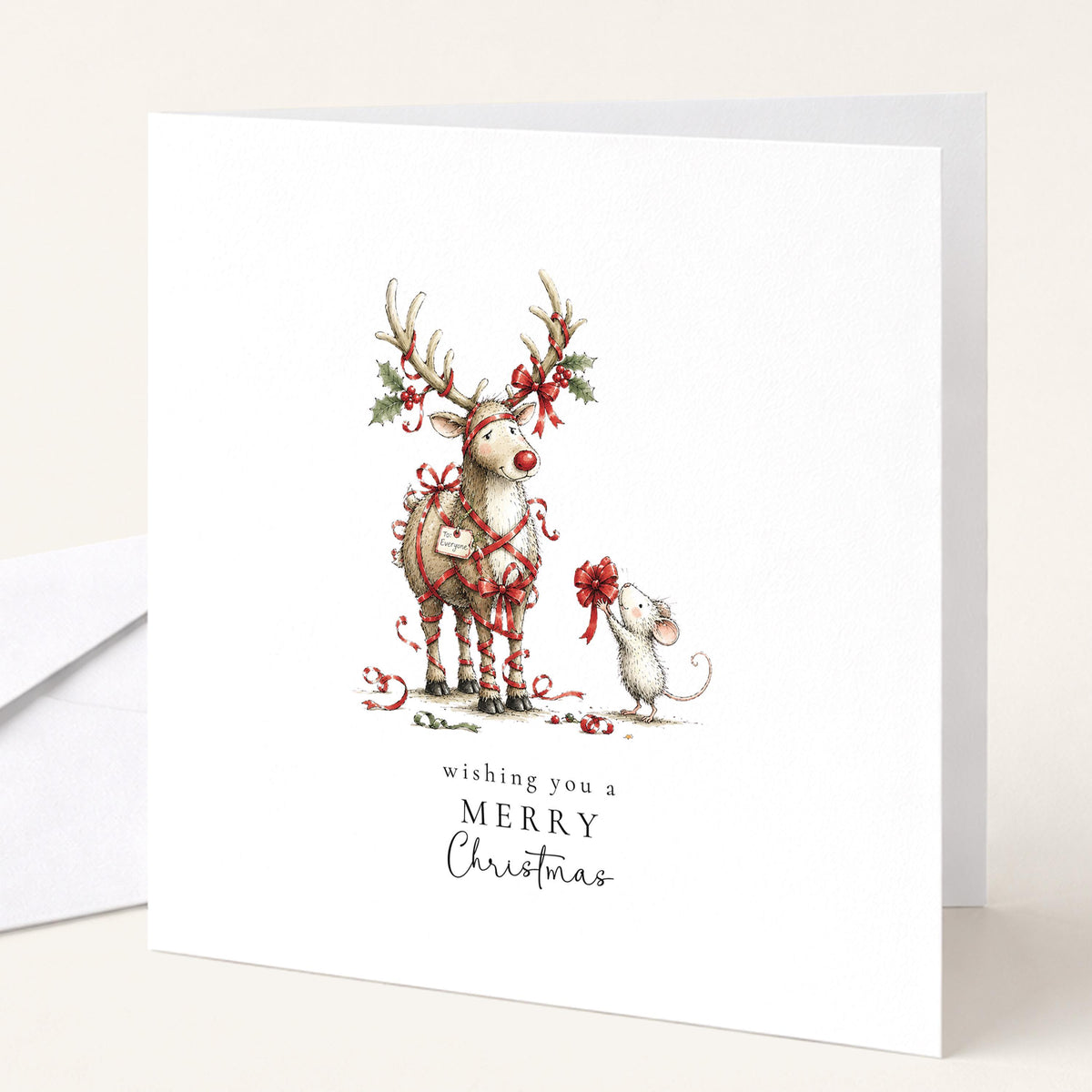 Christmas Card Pack of 6 | Cute Mouse & Reindeer Designs | Assorted Christmas Cards | No Personalisation