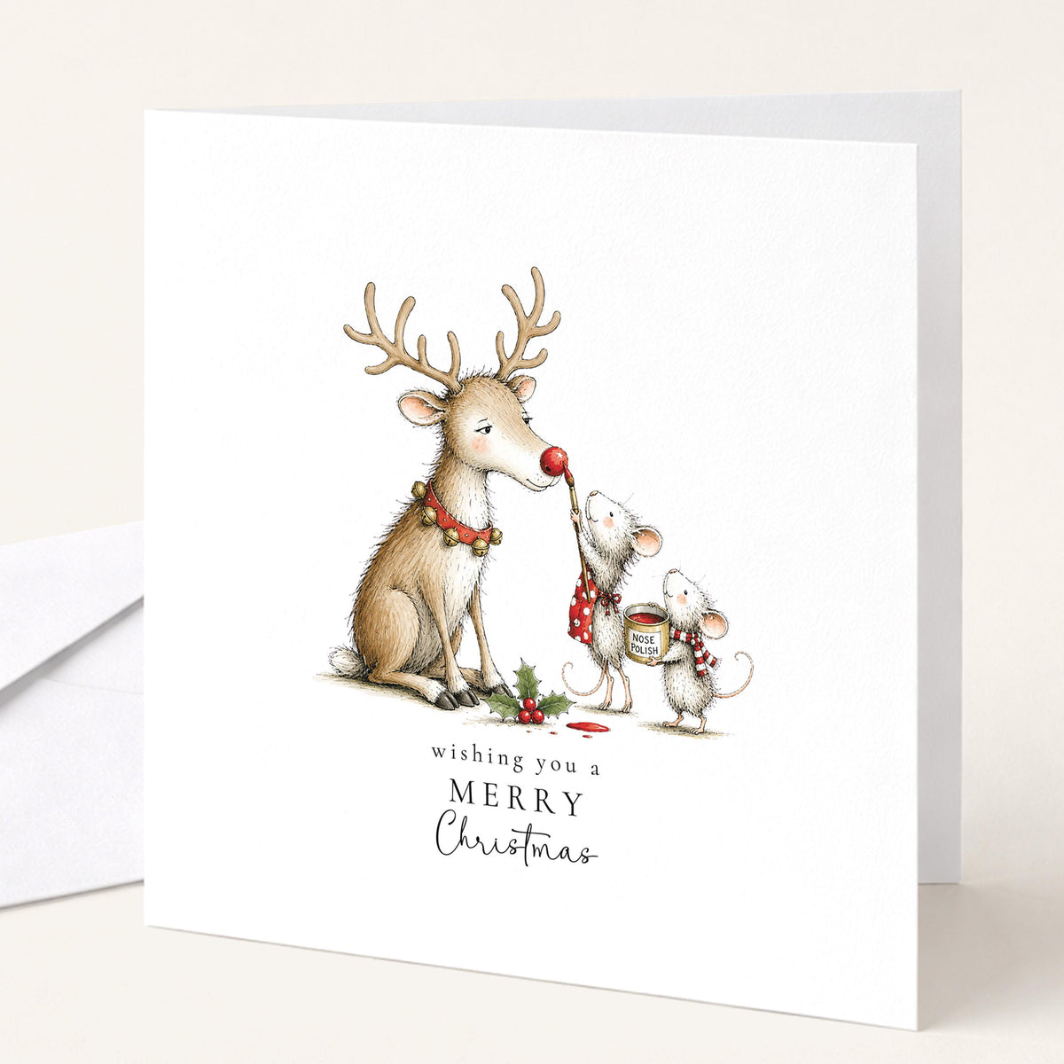 Christmas Card Pack of 6 | Cute Mouse & Reindeer Designs | Assorted Christmas Cards | No Personalisation